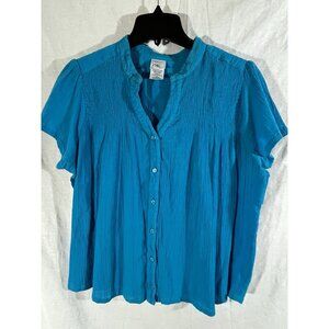 JMS Just My Size Women’s 2X Blue Button Up Cotton Blouse